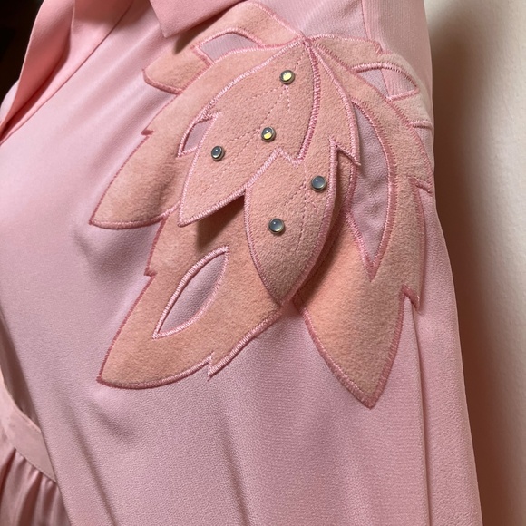 -Adolph Schuman for Lilli Ann- Vintage 80's Pink Dress with Shoulder Detailing - Picture 4 of 8